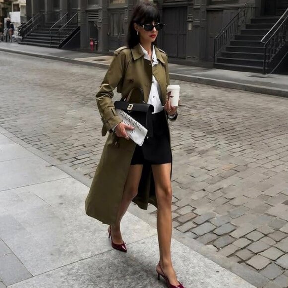 MAVMAX Burgundy Patent Bow Slingback Kitten Heels – Size 9.5 - Picture 5 of 8